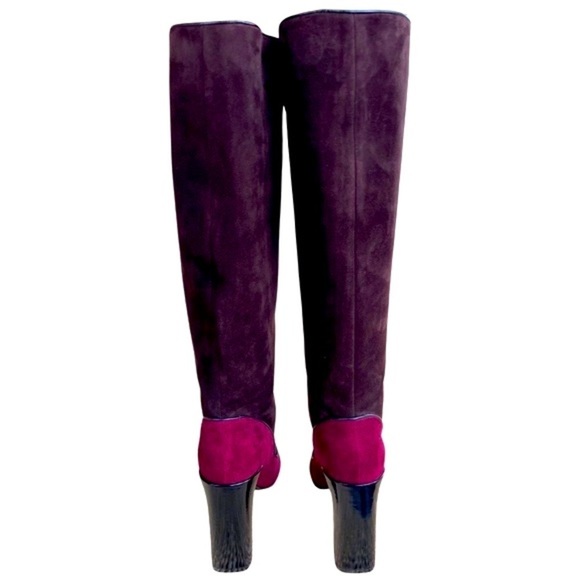 Fabrizio Viti *NIB* Farrah Suede Knee High Boots Brown & Bordeaux Sz 37 (6.5) - Picture 4 of 16